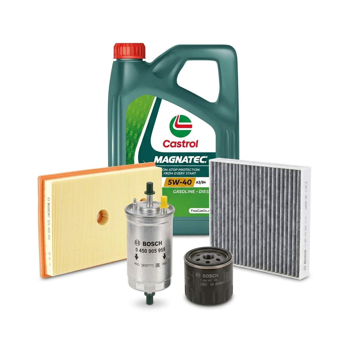 Kit revizie ulei Castrol MAGNATEC 5W-40 A3/B4 + filtre Skoda Fabia 3 1.2 TSI 90 CP – Bosch