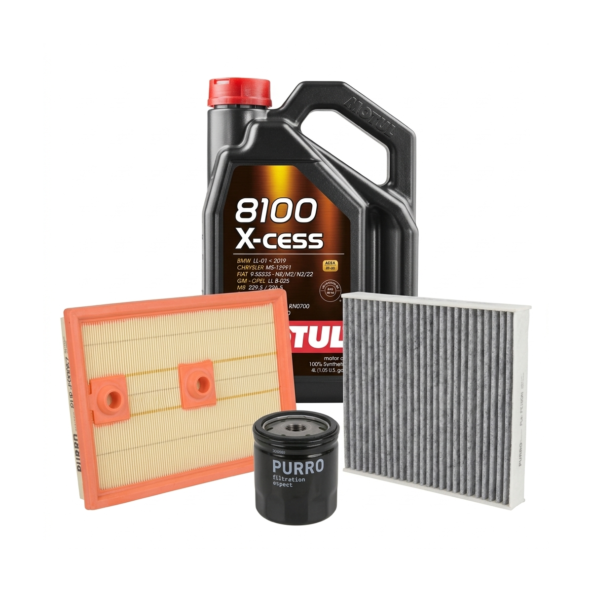 Kit revizie ulei Motul 8100 X-CESS 5W-40 + filtre Skoda Fabia 3 1.2 TSI 90 CP – PURRO