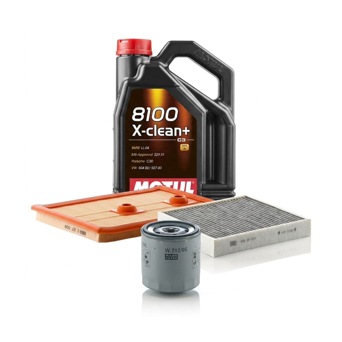 Kit revizie ulei Motul 8100 X-CLEAN+ 5W-30 + filtre Skoda Fabia 3 1.2 TSI 110 CP – MANN