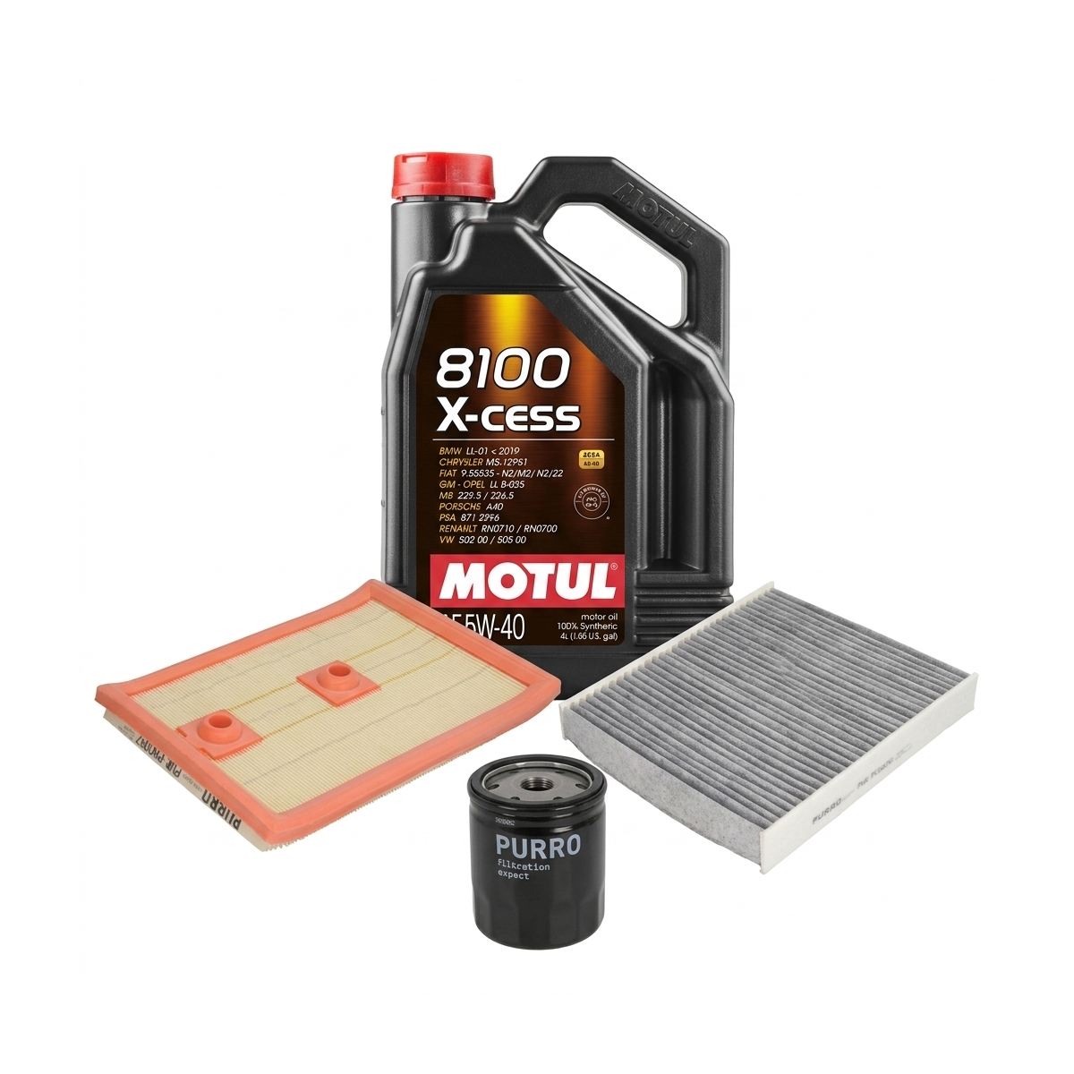 Kit revizie ulei Motul 8100 X-CESS 5W-40 + filtre Skoda Fabia 3 1.2 TSI 110 CP – PURRO