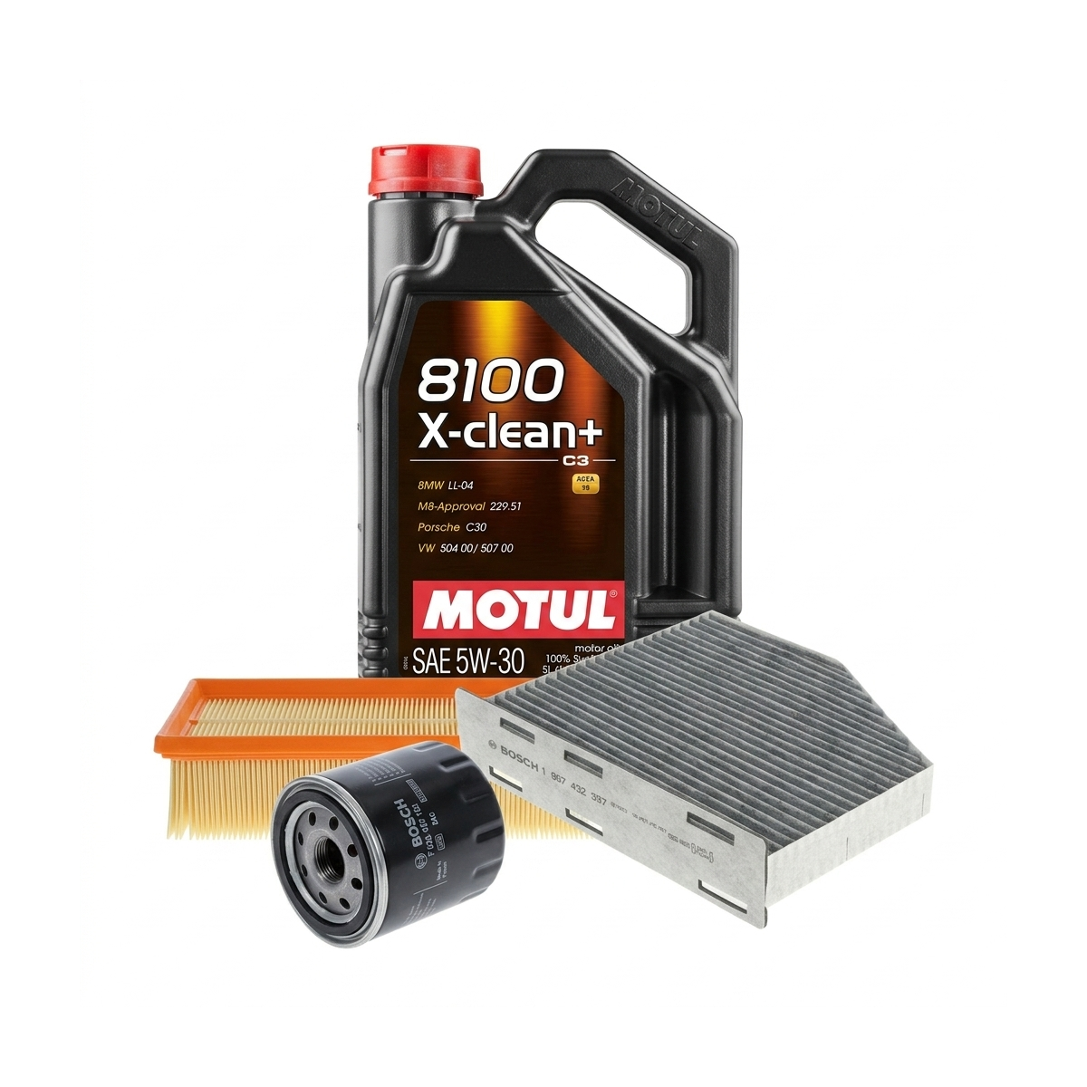 Kit revizie ulei Motul 8100 X-CLEAN+ 5W-30 + filtre VW Tiguan 5N 1.4 TSI 4motion 160 CP – Bosch