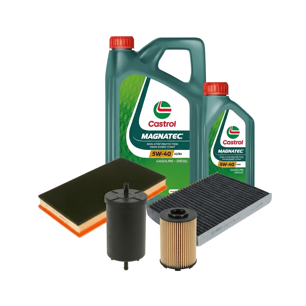 Kit revizie ulei Castrol MAGNATEC 5W-40 A3/B4 + filtre VW Golf 4 2.8 VR6 4motion 204 CP – Bosch