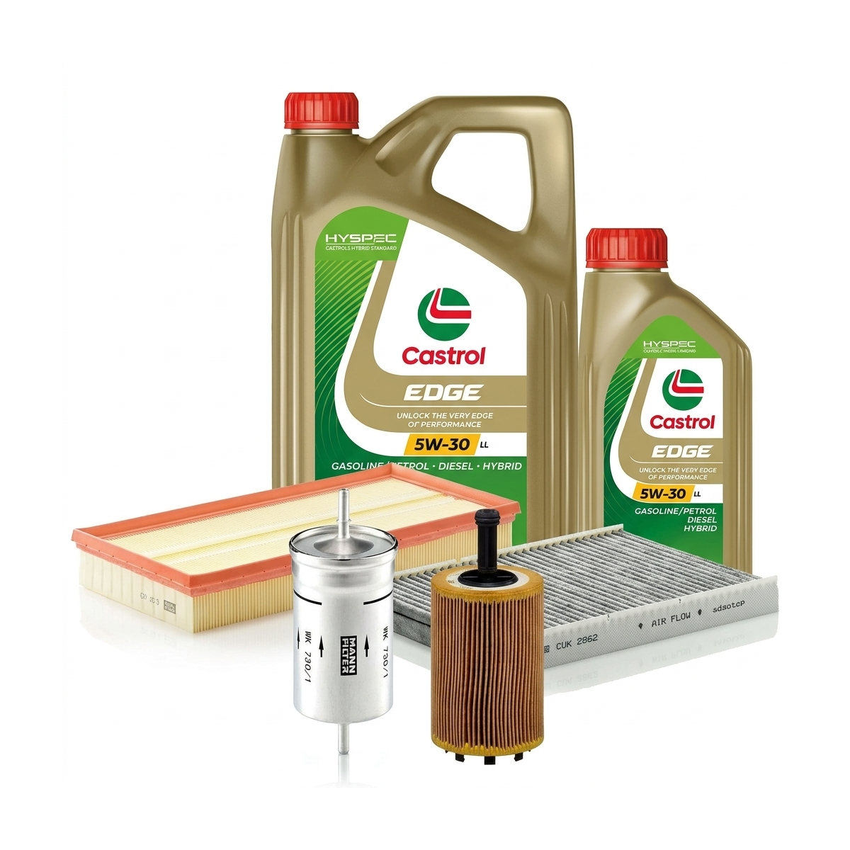 Kit revizie ulei Castrol EDGE 5W-30 LL + filtre VW Golf 4 2.8 VR6 4motion 204 CP – MANN