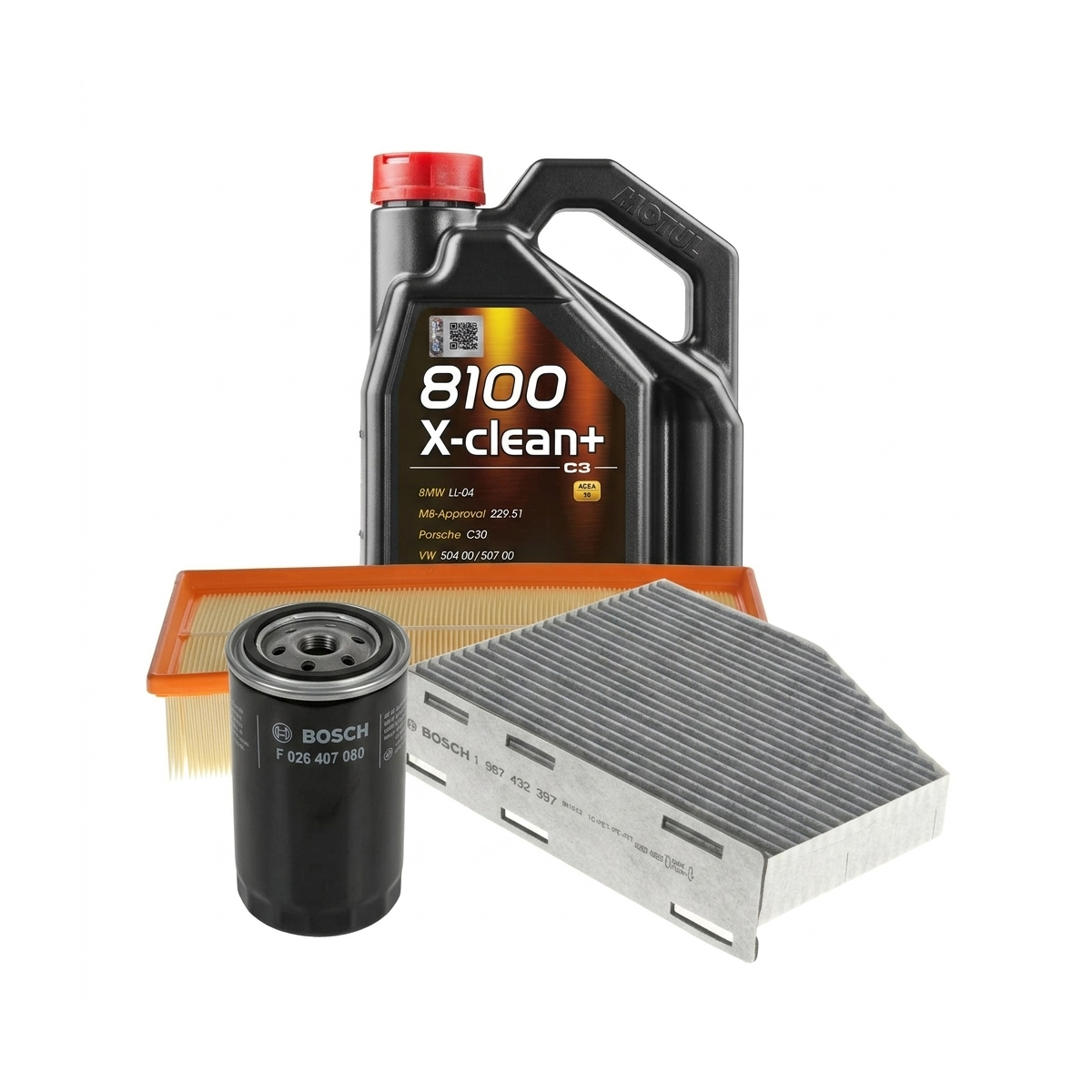 Kit revizie ulei Motul 8100 X-CLEAN+ 5W-30 + filtre VW Tiguan 5N 2.0 TSI 4motion 211 CP – Bosch