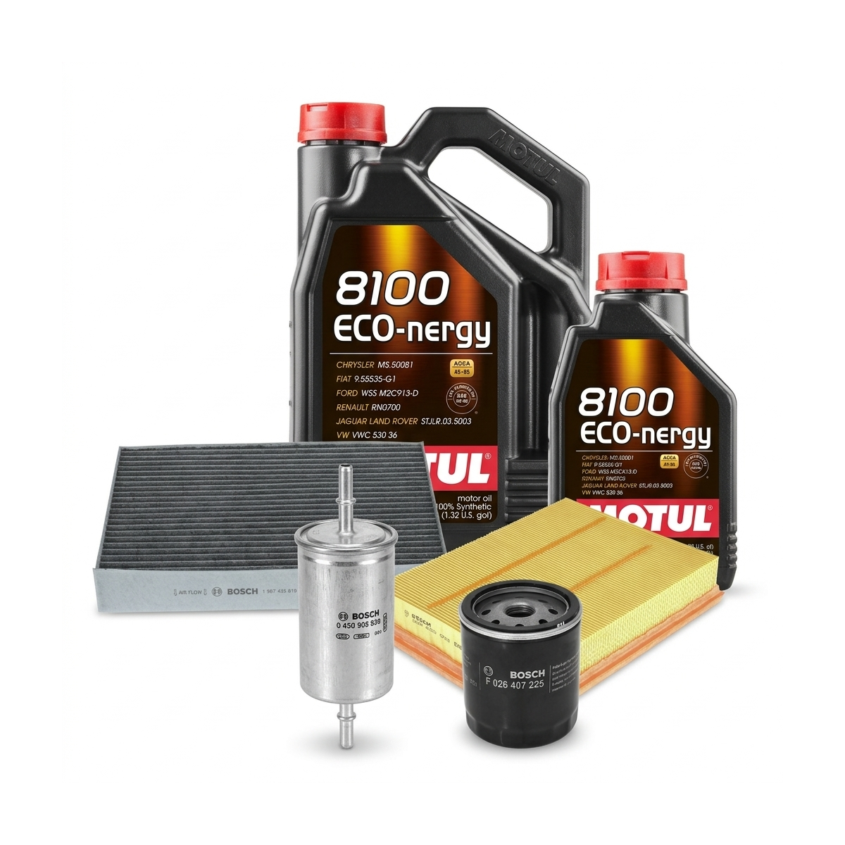 Kit revizie ulei Motul 8100 ECO-NERGY 5W-30 + filtre Ford Mondeo 5 2.0 EcoBoost 203 CP – Bosch