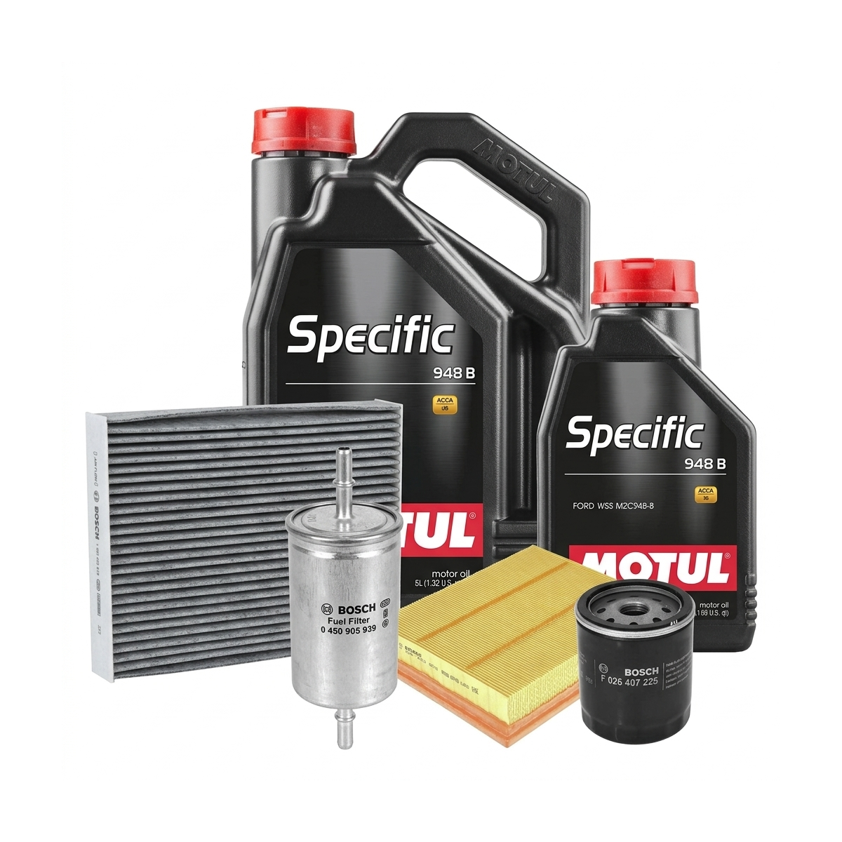 Kit revizie ulei Motul SPECIFIC 948B 5W-20 + filtre Ford Mondeo 5 2.0 EcoBoost 203 CP – Bosch