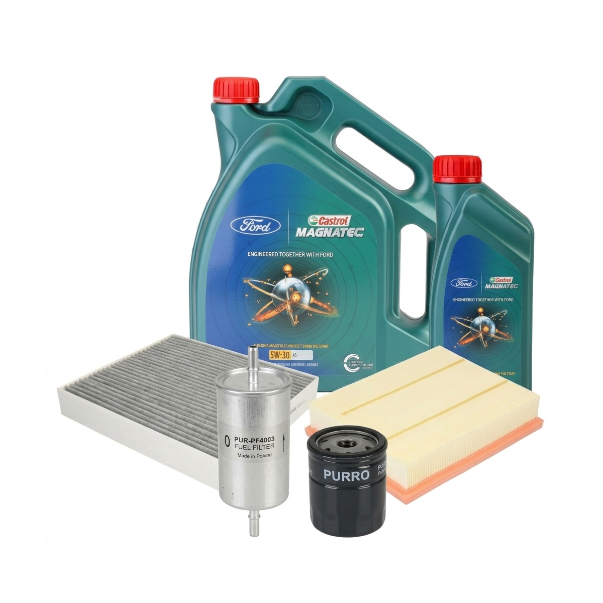 Kit revizie ulei Castrol Ford Magnatec A5 5W-30 + filtre Ford Mondeo 5 2.0 EcoBoost 203 CP – PURRO