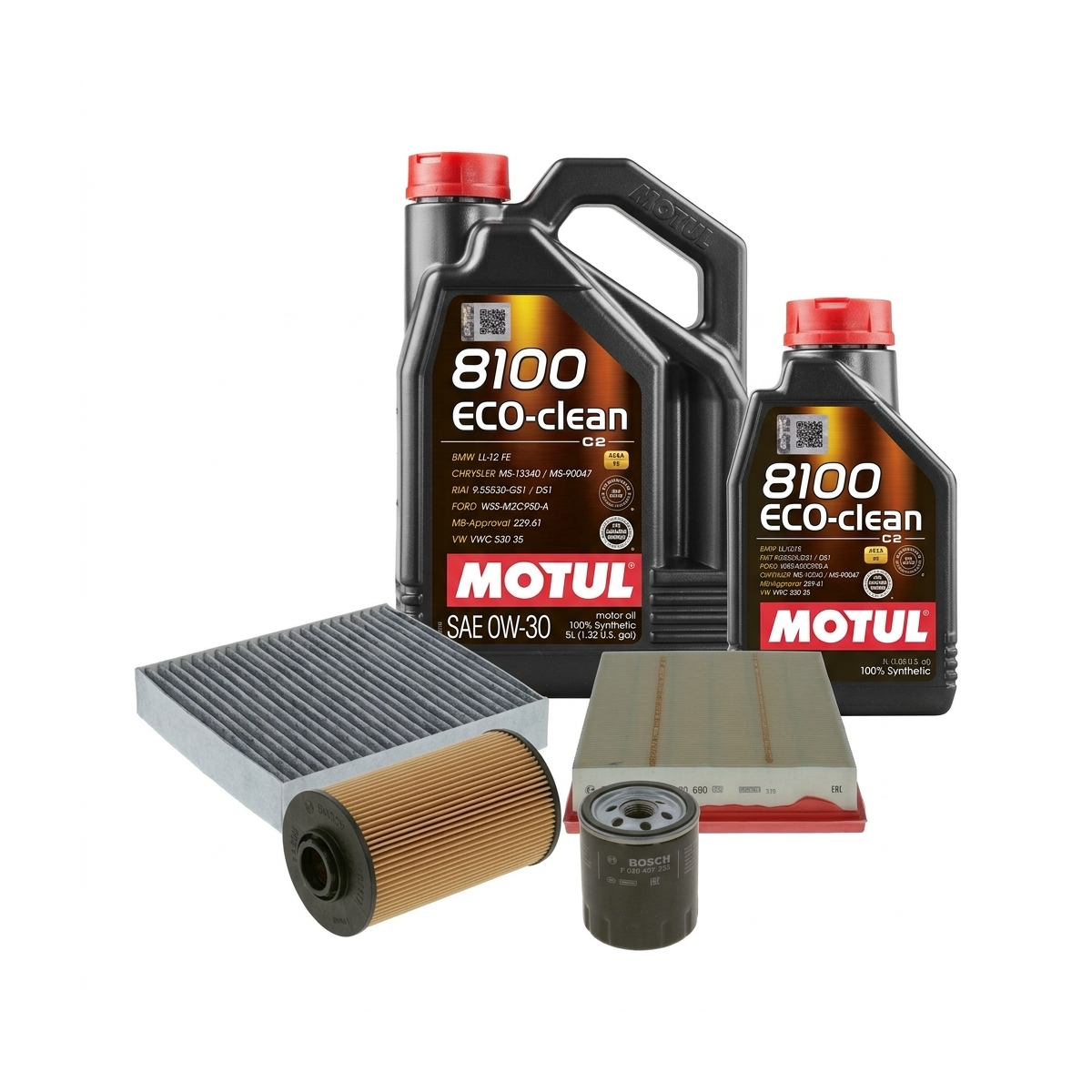 Kit revizie ulei Motul 8100 ECO-CLEAN 0W-30 + filtre Ford Mondeo 5 2.0 TDCi 180 CP – Bosch