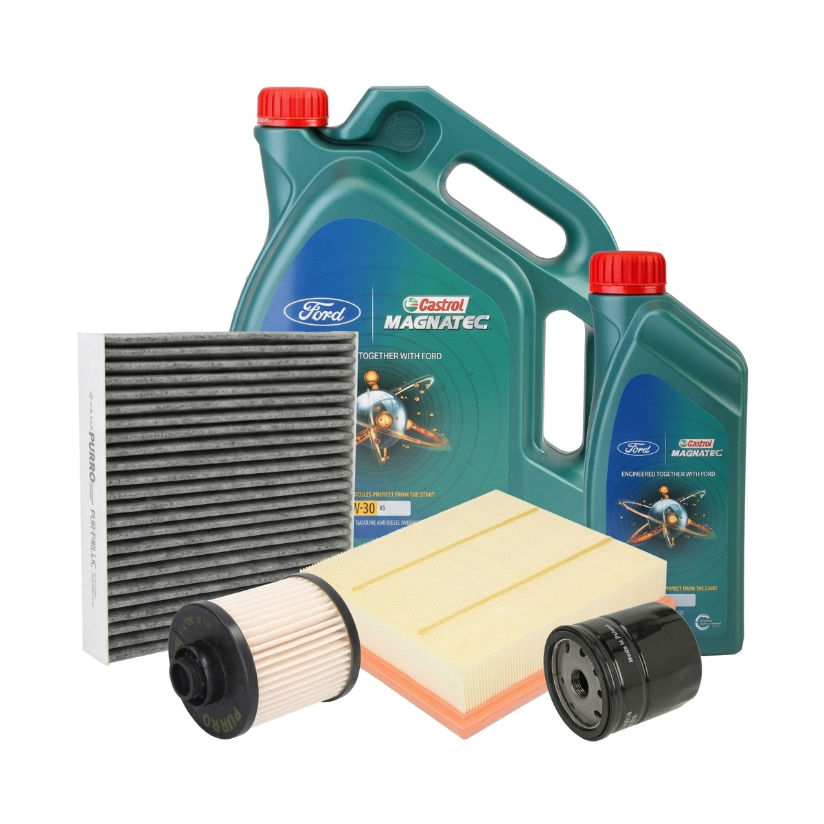 Kit revizie ulei Castrol Ford Magnatec A5 5W-30 + filtre Ford Mondeo 5 2.0 TDCi 180 CP – PURRO