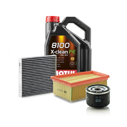 Kit revizie ulei Motul 8100 X-CLEAN FE 5W-30 + filtre Dacia Duster HS 1.6 16V LPG 105 CP – MANN