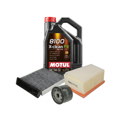 Kit revizie ulei Motul 8100 X-CLEAN FE 5W-30 + filtre Dacia Duster HS 1.6 16V LPG 105 CP – PURRO