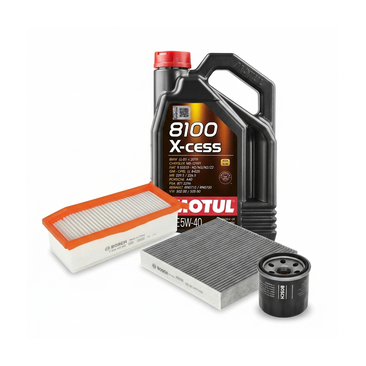 Kit revizie ulei Motul 8100 X-CESS 5W-40 + filtre Renault Clio 4 1.6 RS Trophy 220 CP – Bosch