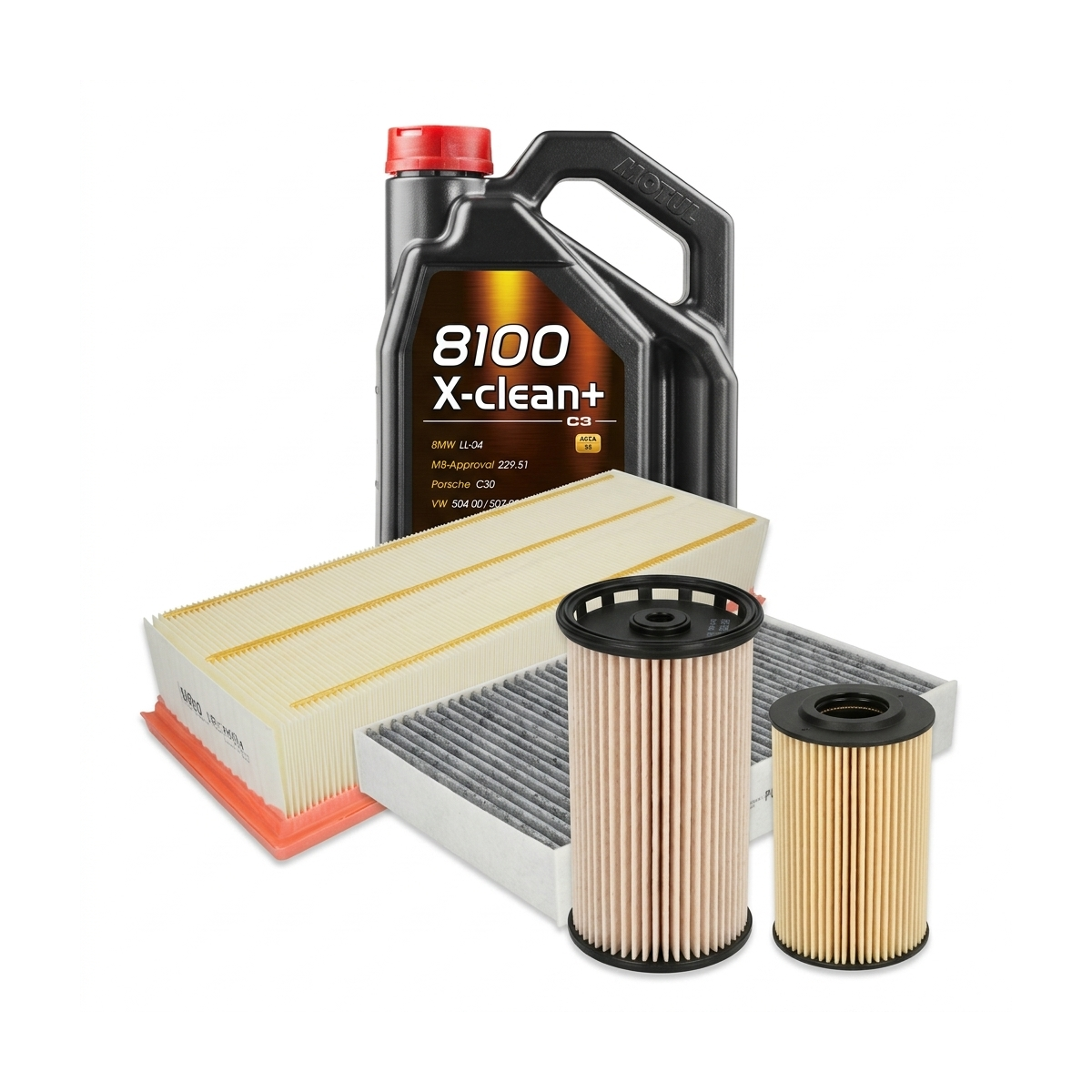 Kit revizie ulei Motul 8100 X-CLEAN+ 5W-30 + filtre VW Passat B7 2.0 TDI 136 CP – PURRO