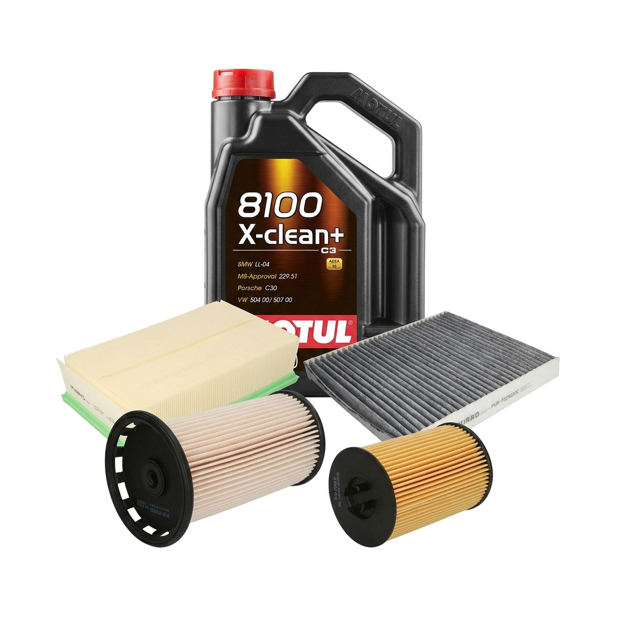 Kit revizie ulei Motul 8100 X-CLEAN+ 5W-30 + filtre Skoda Superb 3 2.0 TDI 190 CP – PURRO