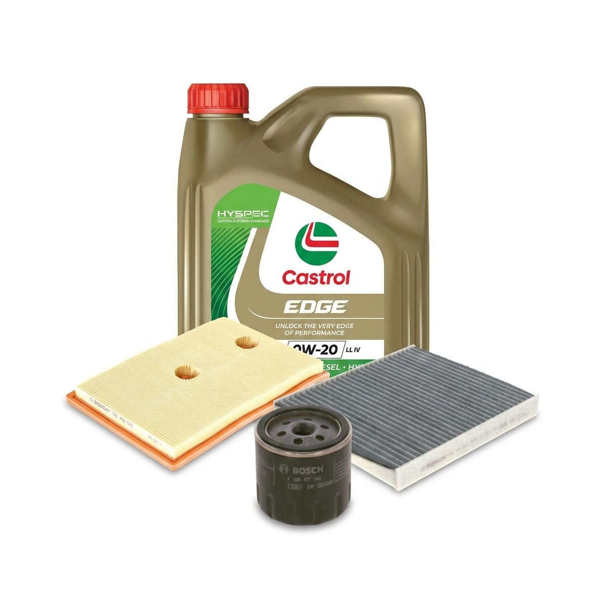 Kit revizie ulei Castrol EDGE 0W-20 LL IV + filtre Skoda Superb 3 1.4 TSI 150 CP – Bosch