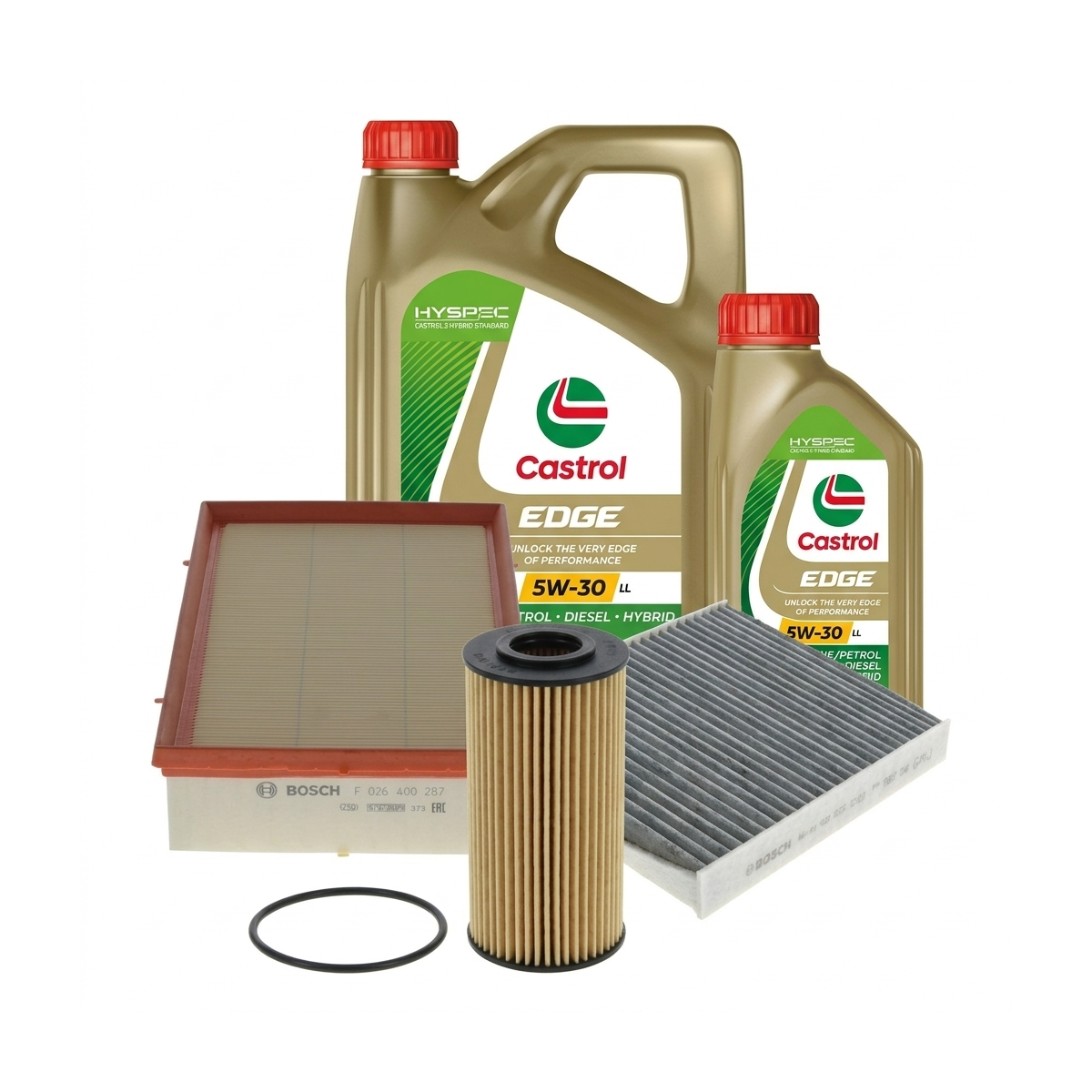 Kit revizie ulei Castrol EDGE 5W-30 LL + filtre Skoda Superb 3 2.0 TFSI 220 CP – Bosch