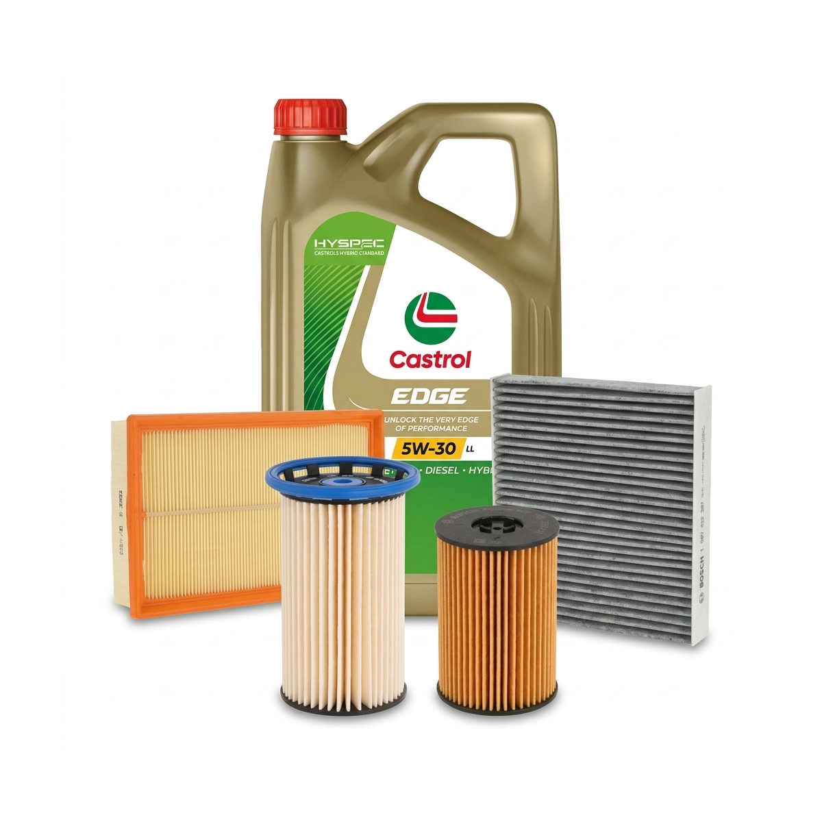 Kit revizie ulei Castrol EDGE 5W-30 LL + filtre VW Tiguan 5N 2.0 TDI 4motion 184 CP – Bosch