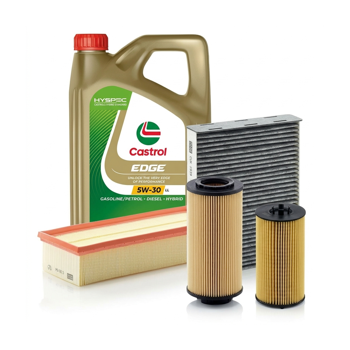 Kit revizie ulei Castrol EDGE 5W-30 LL + filtre VW Tiguan 5N 2.0 TDI 4motion 184 CP – MANN
