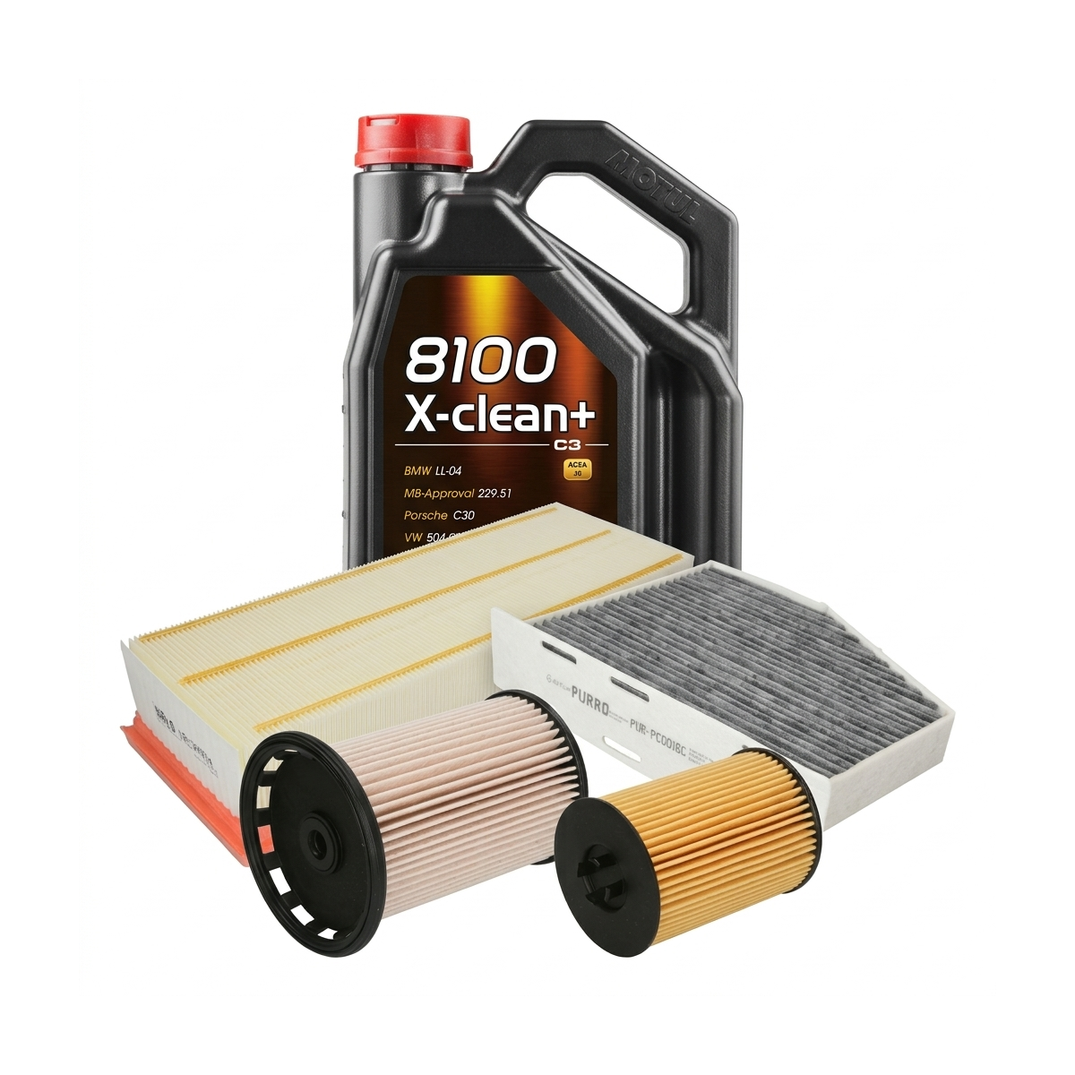Kit revizie ulei Motul 8100 X-CLEAN+ 5W-30 + filtre VW Tiguan 5N 2.0 TDI 4motion 184 CP – PURRO