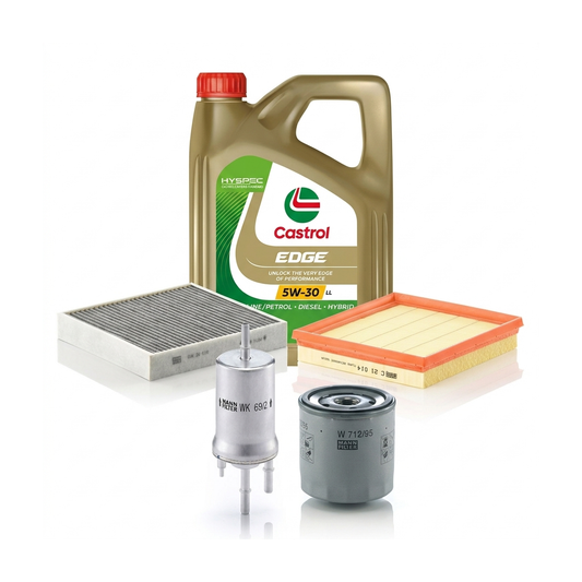 Kit revizie ulei Castrol EDGE 5W-30 LL + filtre VW Polo 5 1.6 90 CP – MANN