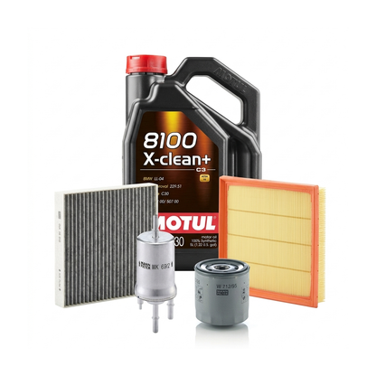 Kit revizie ulei Motul 8100 X-CLEAN+ 5W-30 + filtre VW Polo 5 1.6 90 CP – MANN