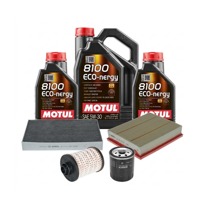 Kit revizie ulei Motul 8100 ECO-NERGY 5W-30 + filtre Ford Mondeo 5 2.0 TDCi Bi-Turbo 210 CP – Bosch