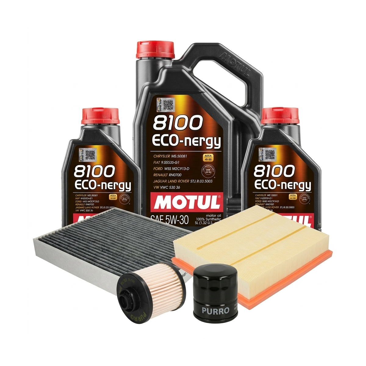 Kit revizie ulei Motul 8100 ECO-NERGY 5W-30 + filtre Ford Mondeo 5 2.0 TDCi Bi-Turbo 210 CP – PURRO