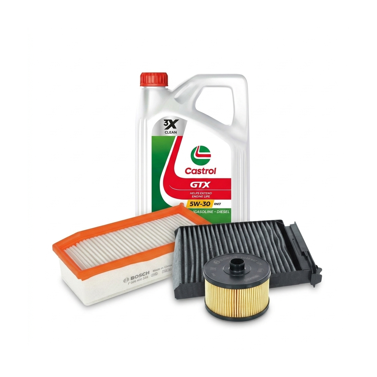 Kit revizie ulei Castrol GTX 5W-30 RN17 + filtre Dacia Duster HS 1.2 TCe 125 4x4 125 CP – Bosch