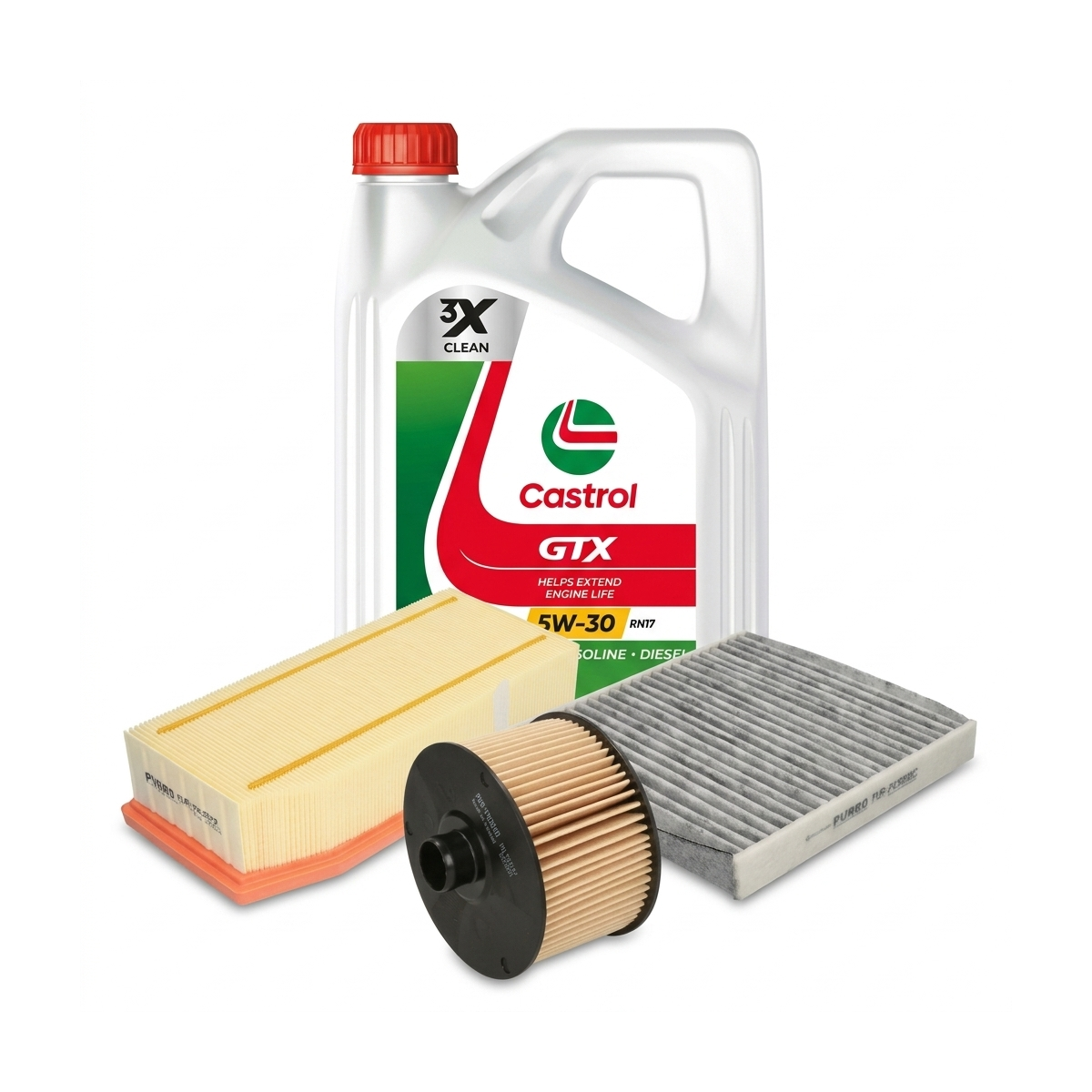 Kit revizie ulei Castrol GTX 5W-30 RN17 + filtre Dacia Duster HS 1.2 TCe 125 4x4 125 CP – PURRO