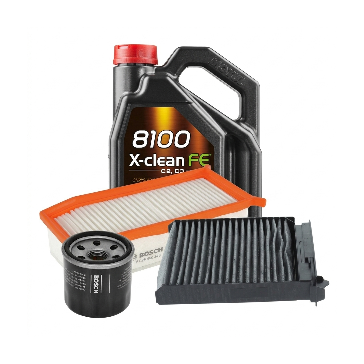Kit revizie ulei Motul 8100 X-CLEAN FE 5W-30 + filtre Dacia Duster HS 1.6 SCe 115 4x4 115 CP – Bosch