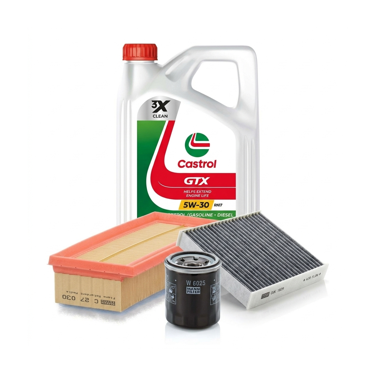Kit revizie ulei Castrol GTX 5W-30 RN17 + filtre Dacia Duster HS 1.6 SCe 115 4x4 115 CP – MANN