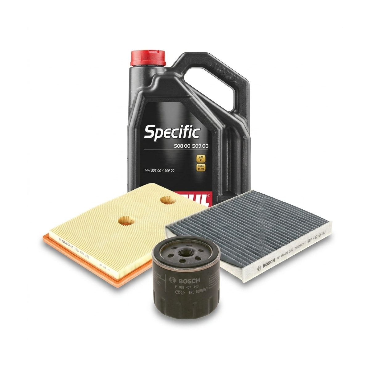 Kit revizie ulei Motul SPECIFIC 508 00 509 00 0W-20 + filtre VW Passat B8 1.4 GTE Hybrid 218 CP – Bosch