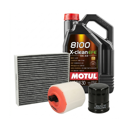 Kit revizie ulei Motul 8100 X-CLEAN EFE 5W-30 + filtre Opel Astra K 1.4 100 CP – PURRO