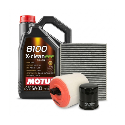 Kit revizie ulei Motul 8100 X-CLEAN EFE 5W-30 + filtre Opel Astra K 1.4 Turbo 150 CP – PURRO
