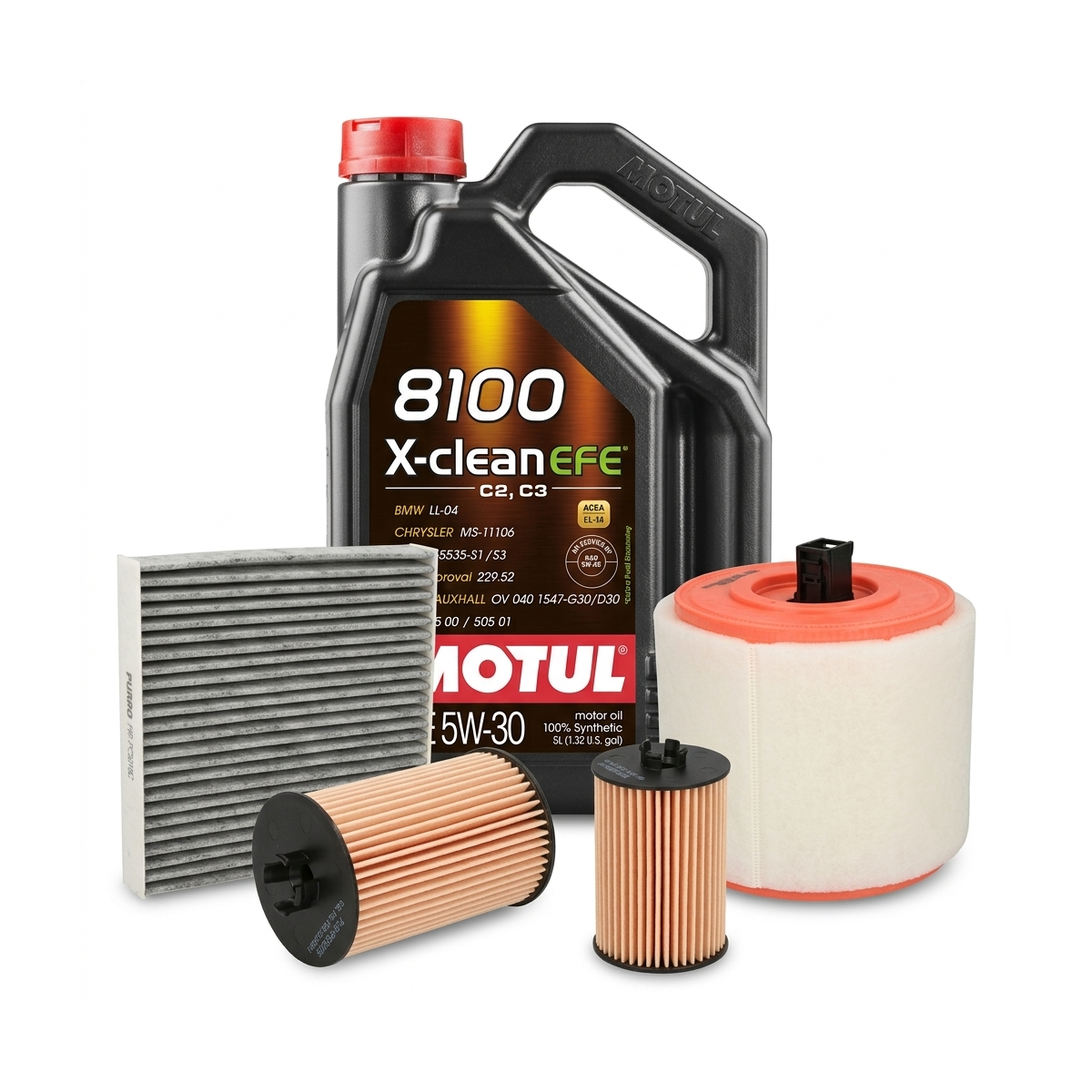 Kit revizie ulei Motul 8100 X-CLEAN EFE 5W-30 + filtre Opel Astra K 1.6 CDTi 136 CP – PURRO