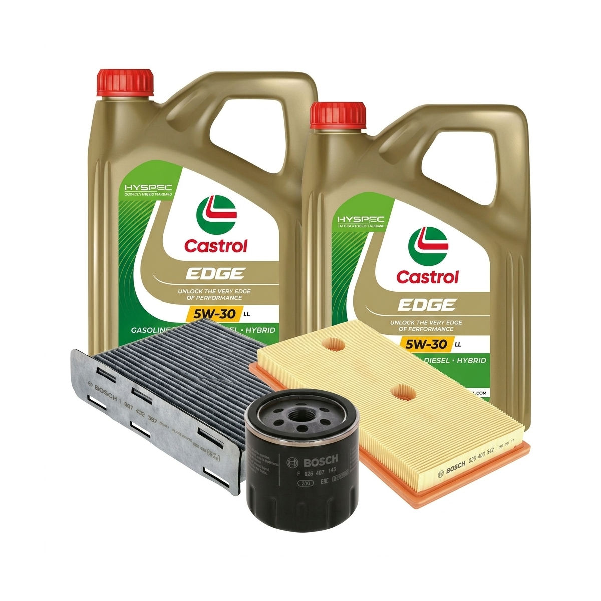 Kit revizie ulei Castrol EDGE 5W-30 LL + filtre VW Tiguan 5N 1.4 TSI 150 CP – Bosch