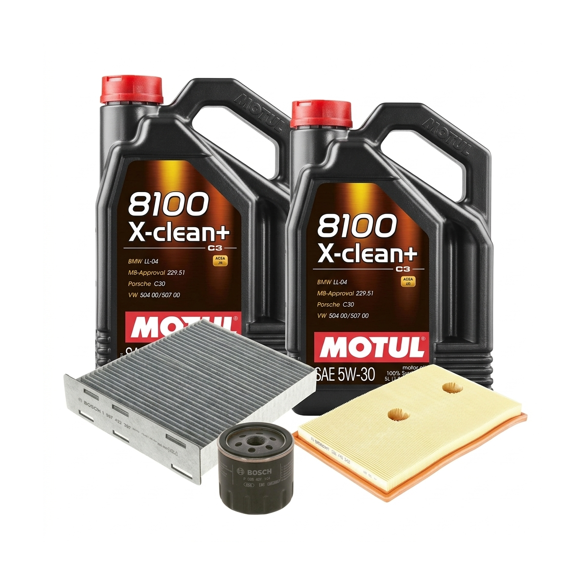 Kit revizie ulei Motul 8100 X-CLEAN+ 5W-30 + filtre VW Tiguan 5N 1.4 TSI 150 CP – Bosch