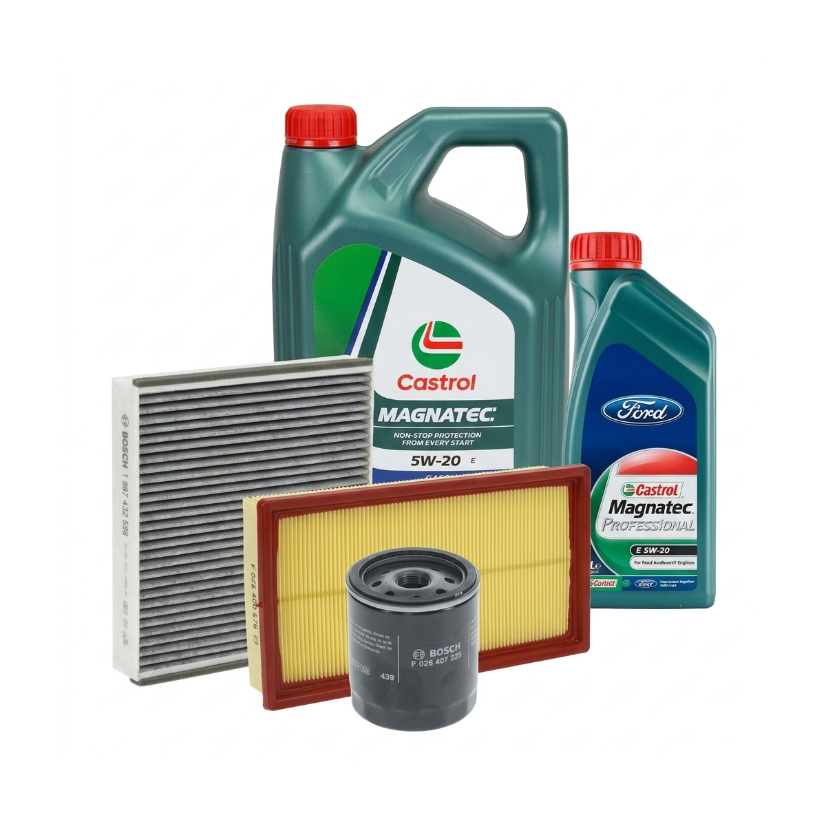 Kit revizie ulei Castrol Magnatec Professional Ford 5W-20 + filtre Ford Kuga 2 2.5 150 CP – Bosch