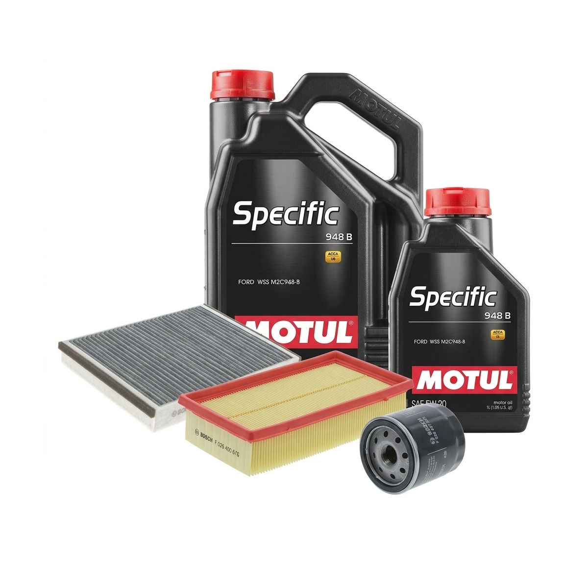 Kit revizie ulei Motul SPECIFIC 948B 5W-20 + filtre Ford Kuga 2 2.5 150 CP – Bosch