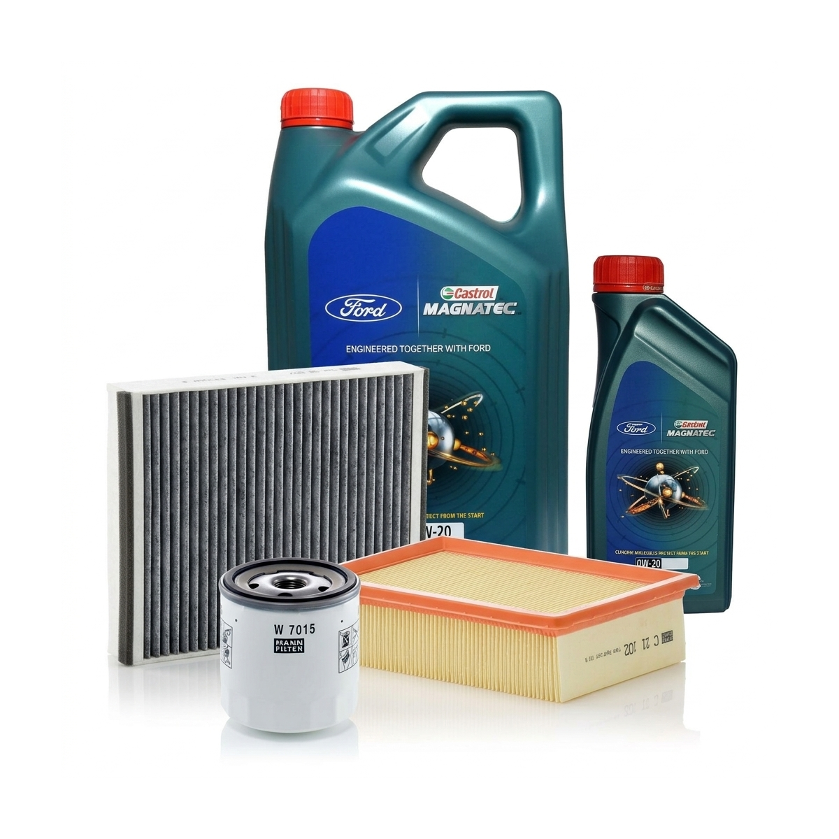 Kit revizie ulei Castrol Ford Magnatec 0W-20 + filtre Ford Kuga 2 2.5 150 CP – MANN