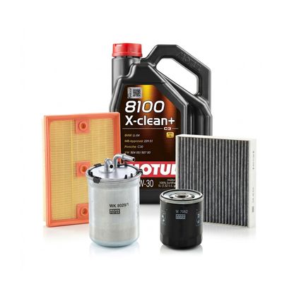 Kit revizie ulei Motul 8100 X-CLEAN+ 5W-30 + filtre Skoda Fabia 3 1.4 TDI 75 CP – MANN
