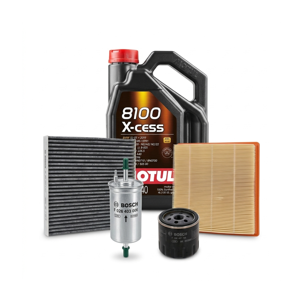 Kit revizie ulei Motul 8100 X-CESS 5W-40 + filtre Skoda Fabia 3 1.6 110 CP – Bosch