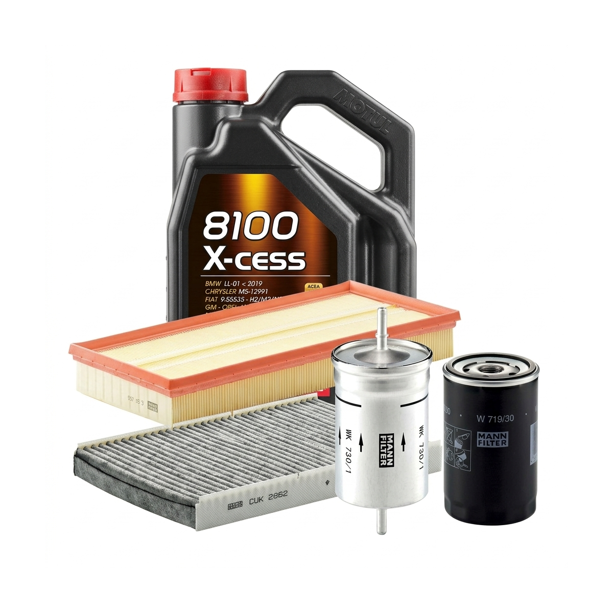 Kit revizie ulei Motul 8100 X-CESS 5W-40 + filtre VW Golf 4 2.0 115 CP – MANN