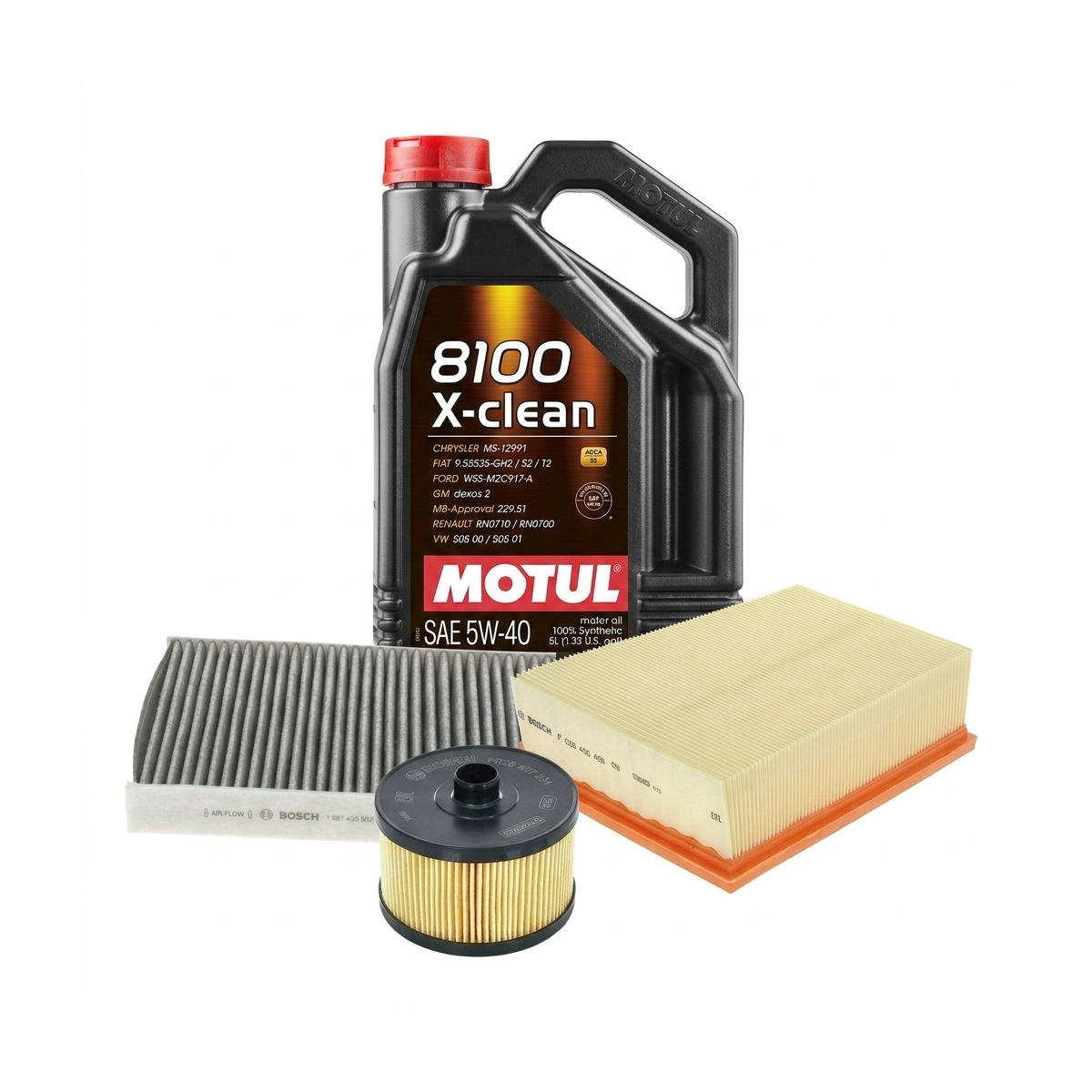Kit revizie ulei Motul 8100 X-CLEAN 5W-40 + filtre Renault Megane 4 1.2 TCe 130 CP – Bosch