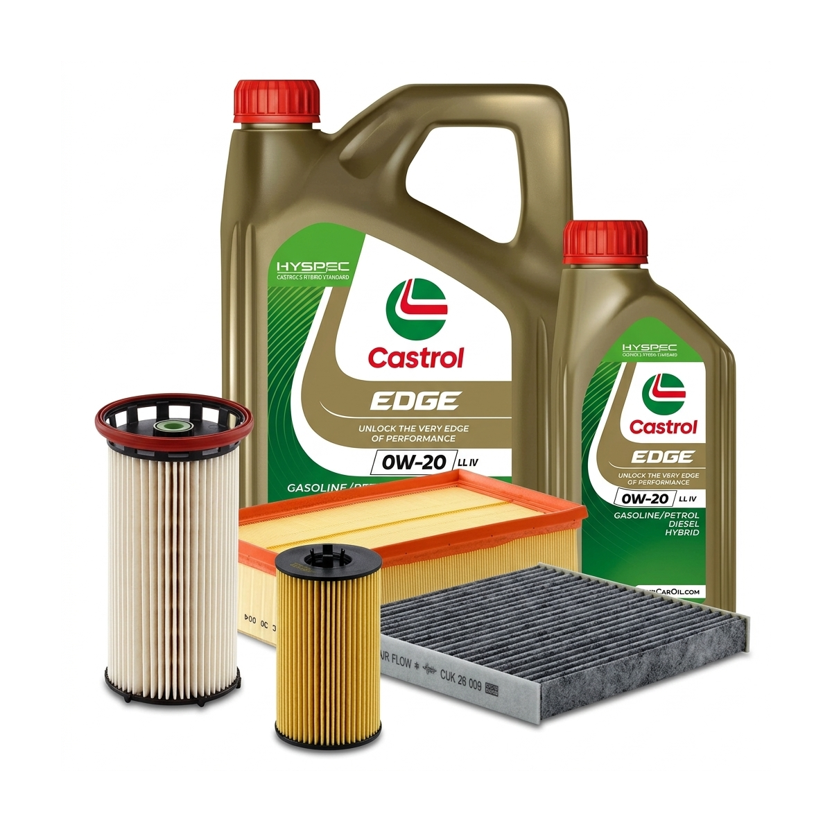 Kit revizie ulei Castrol EDGE 0W-20 LL IV + filtre VW Touran 5T1 2.0 TDI 190 CP – MANN