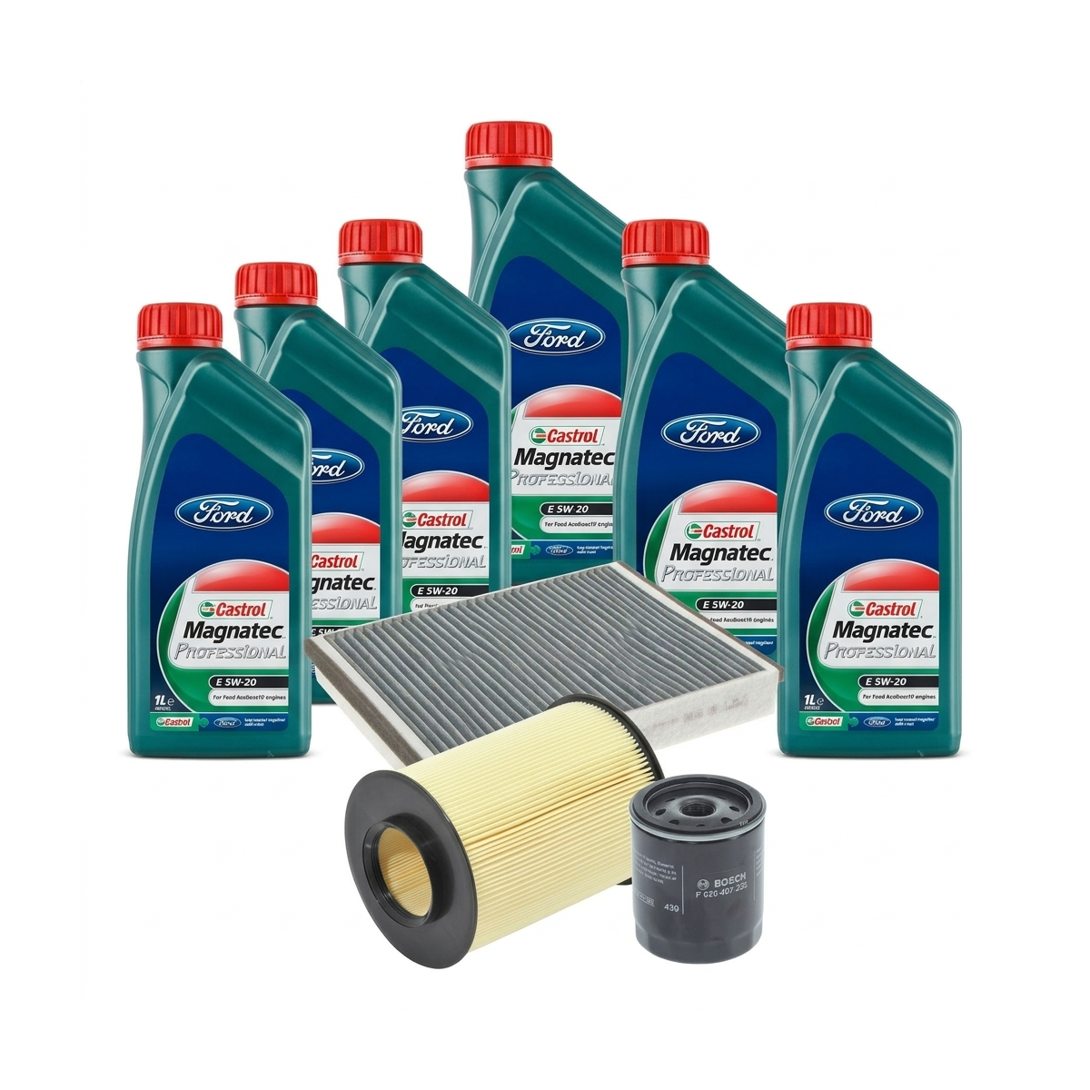 Kit revizie ulei Castrol Magnatec Professional Ford 5W-20 + filtre Ford Focus 3 2.3 RS AWD 350 CP – Bosch