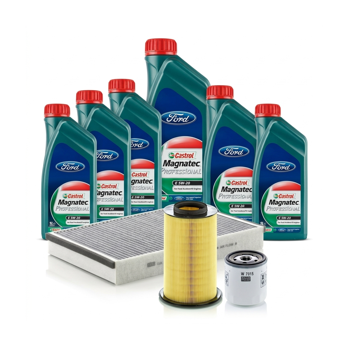 Kit revizie ulei Castrol Magnatec Professional Ford 5W-20 + filtre Ford Focus 3 2.3 RS AWD 350 CP – MANN
