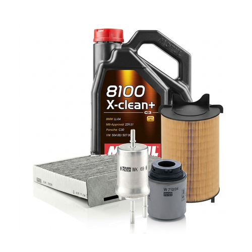 Kit revizie ulei Motul 8100 X-CLEAN+ 5W-30 + filtre VW Jetta 4 1.4 TSI 122 CP – MANN