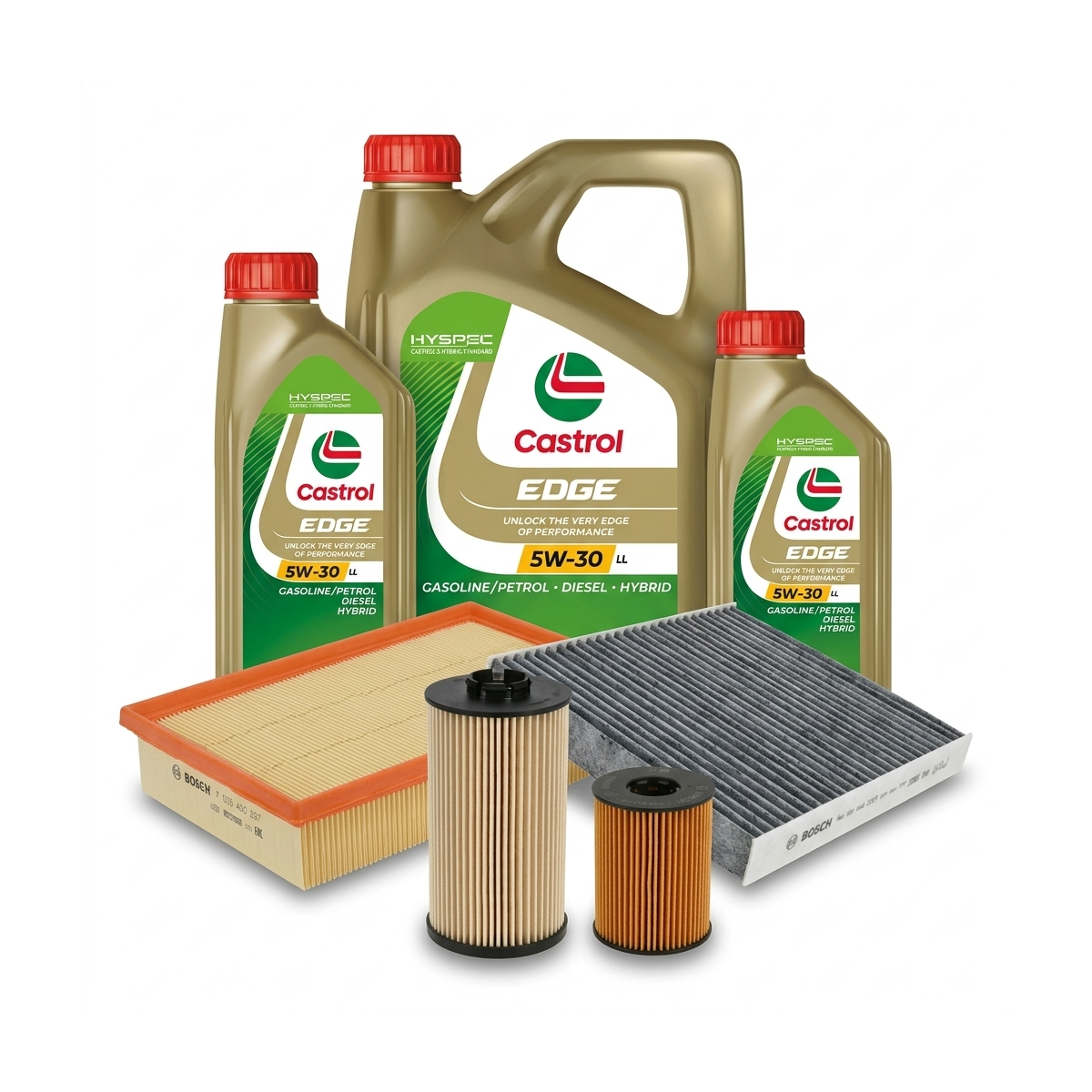 Kit revizie ulei Castrol EDGE 5W-30 LL + filtre VW Tiguan AD1/AX1 2.0 TDI 4motion 150 CP – Bosch