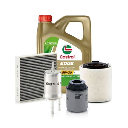 Kit revizie ulei Castrol EDGE 5W-30 LL + filtre VW Polo 5 1.2 TSI 90 CP – MANN
